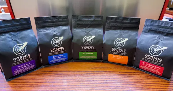 Freshly roasted coffee beans from a specialty coffee roasting company