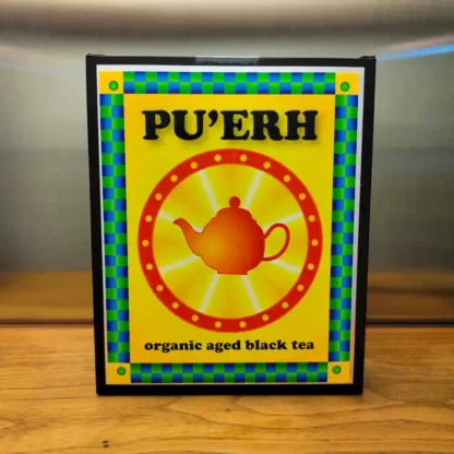 Puerh organic black tea is a fermented and aged shou Puerh that contains caffeine.