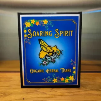 Soaring Spirit is a caffeine-free organic herbal tea blend of spearmint, nettle, lemon balm, hawthorn and rosemary.