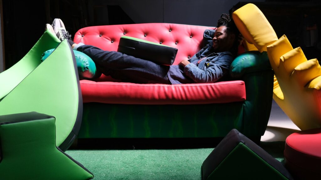 Artist James Shields on his Watermelon Couch